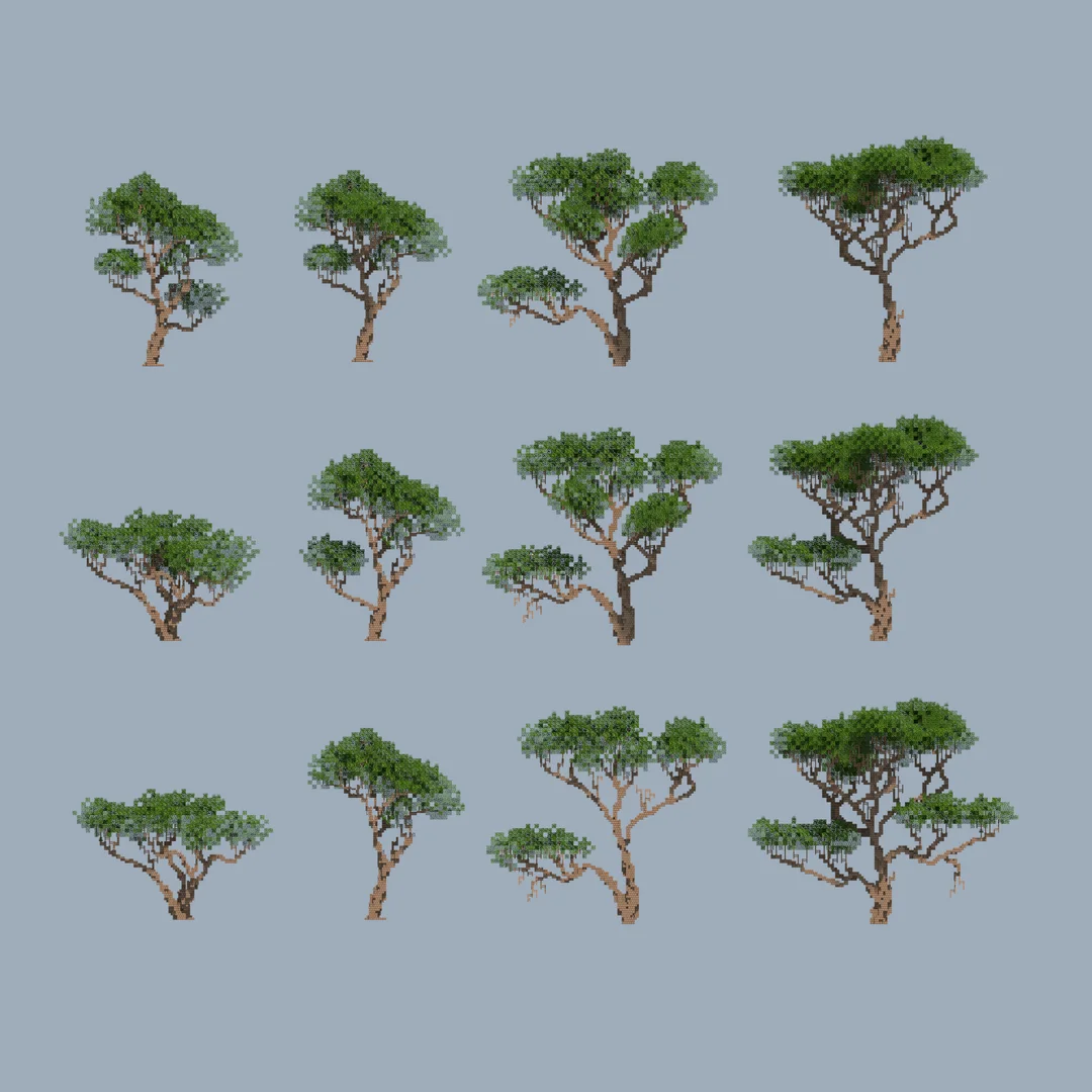 Baum-Presets mit weit verzweigten Kronen